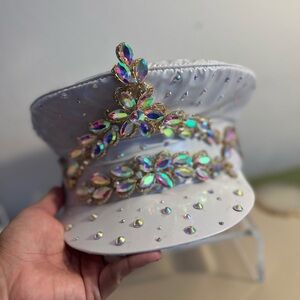 Rave captain hat bedazzle rhinestone costume
